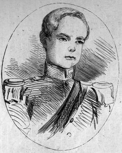 Porträt von Prinz Humbert (1844-1900), zukünftiger König von Italien unter dem Namen Humbert I. (Umberto I.). Gravur in „Le Monde Illustré“ Nr. 95 vom 5. Februar 1859