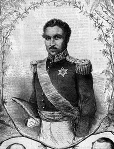 Porträt von Radama II (1829-1863), König von Madagaskar. Gravur in „Le Monde Illustré“ Nr. 268 vom 31. Mai 1862. von French School