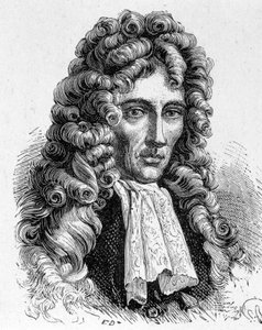Porträt von Robert Boyle (1627 - 1691), irischer Physiker und Chemiker - im „Album der Wissenschaft; berühmte Wissenschaftler; Große Entdeckungen“ 1896. von French School