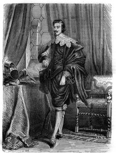 Porträt von Thomas Wentworth (1593-1641), Earl of Strafford, englischer Staatsmann, Ritter des Hosenbandordens und wichtige Figur in den Ereignissen, die zur ersten englischen Revolution führten. Gravur in „Geschichte der Päpste (...) Verbrechen der Königi von French School