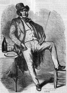 Porträt von Vautrin, Figur aus dem Roman „Vater Goriot“. Gravur Mitte des 19. Jahrhunderts. Illustration für „Vater Goriot“ von Honoré de Balzac (1799-1850)