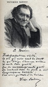 Porträt von Victorian Sardou (1831-1908), Dramatiker, in "Le Petit Parisien" von French School