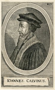 Porträt des französischen Theologen Johannes Calvin (Stich) von French School