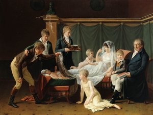 Porträt des Marquis und der Marquise de Cramayel und ihrer sieben Kinder in einem Innenraum