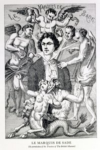 Porträt des Marquis de Sade, umgeben von Teufeln von French School