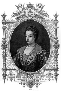 Porträt der Venezianerin Bianca Cappello (1548 - 1587), Ehefrau von Francois de Medicis (Francesco de Medici). Gravur von 1862 in „Die Königinnen der Welt“ von unseren ersten Schriftstellern. Buch unter der Leitung von J. G. D. ARMENGAUD.