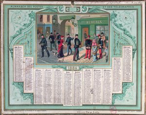 Postkalender von 1884 von French School