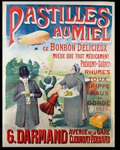 Plakat für Pastilles au Miel, Honigbonbons, hergestellt von G. Darmand von French School