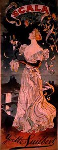 Plakat für einen Auftritt von Yvette Guilbert im Scala, Paris