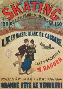 Plakat, das eine Rollschuhbahn in Paris bewirbt