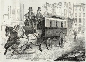 Post: der Omnibus der Briefträger - Gravur in „Tableau-de-Paris“ von Edmond Texier 1852