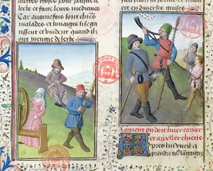 Netze für die Jagd vorbereiten, aus dem Livre de la Chasse von Gaston Phebus de Foix (1331-91) von French School