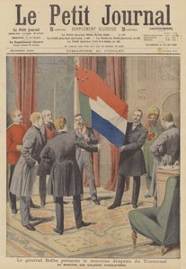 Premierminister Louis Botha präsentiert die neue Flagge der Kolonie Transvaal dem britischen Kolonial... von French School