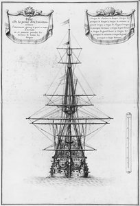 Bug eines vor Anker liegenden Schiffes, Illustration aus dem Atlas de Colbert, Tafel 49