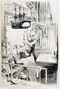 Puppenspieler hinter den Kulissen des Chat Noir, Pariser Kabarett - in „Le Monde illustré“ vom 28.01.1888 von French School