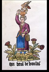 Qui Veut du Bon Lait, Milchmädchen aus der Serie Les Cris de Paris, Kopie einer Ausgabe von 1515