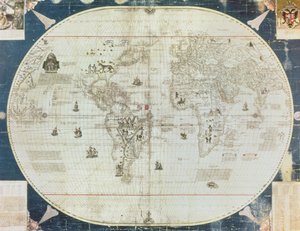 Weltkarte, entworfen von Sebastien Cabot (ca. 1476-1557), 1544