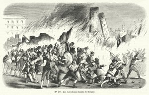 Rebellen vertreiben die Österreicher aus Bologna, Italien, 1848 von French School