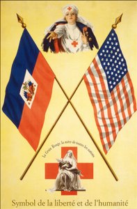 Rotes Kreuz Plakat „Symbole der Freiheit und Menschlichkeit - Das Rote Kreuz, die Mutter aller Nationen“, zwischen 1914-1918. von French School