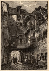 Rennes - Das alte Tor des Karmeliterdurchgangs - Gravur in „PATRIE - MALERISCHE BESCHREIBUNG VON FRANKREICH IN 6 BÄNDEN“ von Lucien Huard - Ende des 19. Jahrhunderts