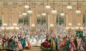 Darstellung einer Maskerade am Hofe von König Ludwig XV.