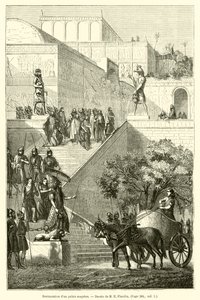 Restaurierung eines assyrischen Palastes (Gravur)