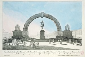 Wiederherstellung der Statue von Heinrich IV. auf der Pont Neuf, Paris, 25. August 1818