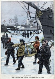 Aufstand der Boxer (1898-1900) die Schiffe der Alliierten im Eis Atakou. in „Le Petit Parisien“