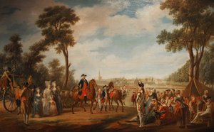 Revue und Parade des Regiments von Condé in Straßburg zwischen 1779 und 1781. von French School
