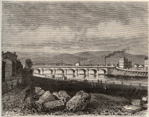 Roanne - Loire, in der Region Rhône-Alpes - Gravur in „La France illustrée: Geographie, Geschichte, statistische Verwaltung“ von V.-A. Malt-Brown. 1884 von French School