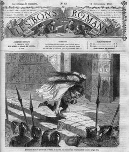 Romanserie: „Notre Dame de Paris“ von Victor Hugo (1802-1885). Quasimodo und Esmeralda. Gravur in „Les bons romances“