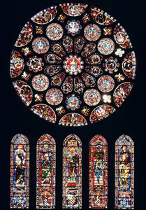 Rosen- und Lanzettenfenster von der Südwand, ca. 1224 von French School