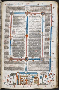 Bas-de-page-Szene von Kommunikanten bei einer Messe