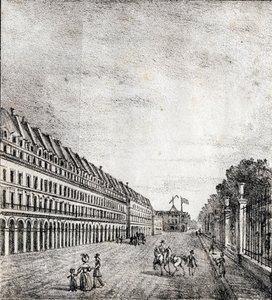 Rue de Rivoli, Paris - „Alphabet Picturesque des Monumens de Paris“ ca. 1840 (Gravur) von French School