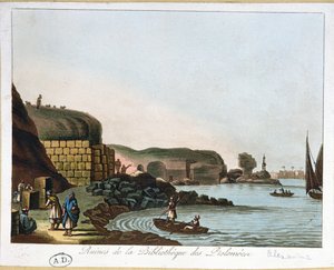 Ruinen der Ptolemäischen Bibliothek in Alexandria, Ägypten, 1811 von French School