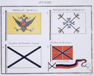 Russische Flaggen, aus einem französischen Flaggenbuch, ca. 1819 von French School