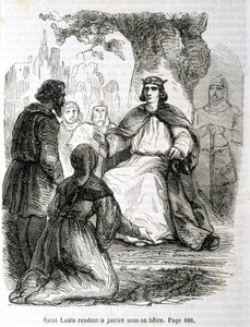 Heiliger Ludwig richtet unter einer Buche - in „Histoire de France“ von L.-P. Anquetil von French School