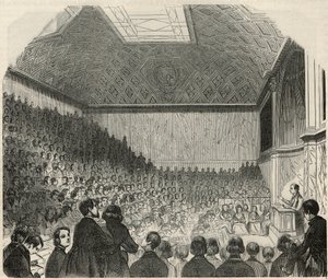 Salle des cours am College de France in Paris im 19. Jahrhundert - Gravur in „Tableau-de-Paris“ von Edmond Texier 1852 von French School
