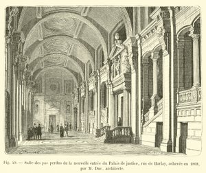 Saal der verlorenen Schritte des neuen Eingangs des Justizpalastes, Rue de Harlay, fertiggestellt im Jahr 1868, von M. Duc, Architekt von French School