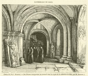 Salon von 1843, Malerei, Mönche transportieren einen Sarg in die Krypta der Kathedrale von Basel