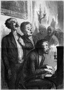 Salonsänger. Karikatur von Honore Daumier (1808-1879). Gravur in „Le Monde Illustré“ Nr. 290 vom 1. November 1862