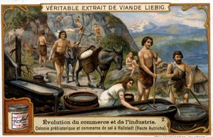 Salzhandel in Oberösterreich in prähistorischer Zeit in Hallstatt - Chromo. Liebig von French School