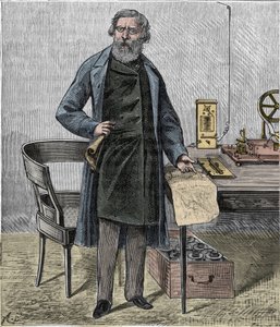 Samuel F B Morse, amerikanischer Künstler und Erfinder des Morse-Codes - Porträt des amerikanischen Erfinders Samuel Finley Breese Morse (1791-1872) - Gravur in "Wissenschaften für alle zugänglich gemacht - Physik und Chemie" von Alexis Clerc - Ende des 19