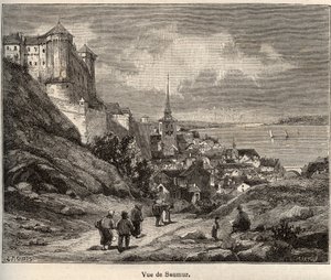 Saumur - Département Maine-et-Loire, in der Region Pays de la Loire - Gravur in „France illustrée: Geographie, Geschichte, statistische Verwaltung“ von V.A. Malt-Brown. 1884 von French School