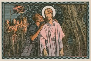 Szene aus dem Leben Jesu (farbige Gravur)