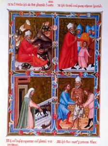 Szenen aus dem Leben des Heiligen Blasius, Faksimile eines Manuskripts aus dem 15. Jahrhundert des Legendaire des Anjou-Hongrie, Schule von Bologna von French School