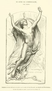 Hochrelief, das auf das Grab von Jean Reynaud auf dem Friedhof Père-Lachaise gesetzt wird