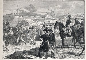 Zweite Koalition: Die französische Armee unter dem Kommando von Marschall Brune besiegt die englischen Truppen des Herzogs von York in Holland, Oktober 1799 von French School