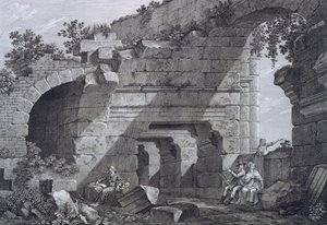 Zweite Galerieebene des Amphitheaters in Nimes, aus Antiquités de la France: Vol I, Monuments de Nimes von French School