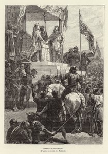 Eide von Straßburg, das Bündnis zwischen Ludwig dem Deutschen und Karl dem Kahlen, Könige von Ost- und Westfranken, 842 (Stich) von French School
